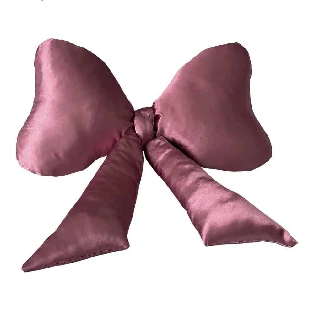 Bow Pillow - Big Bow Throw Pillow - Bow Shaped Pillow - Silky Satin - Coquett...